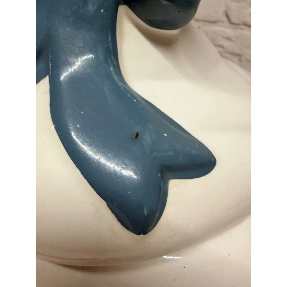 Vtg 80s Country Goose Blue Bow Ceramic Cookie Jar Cottage Core Grandma
